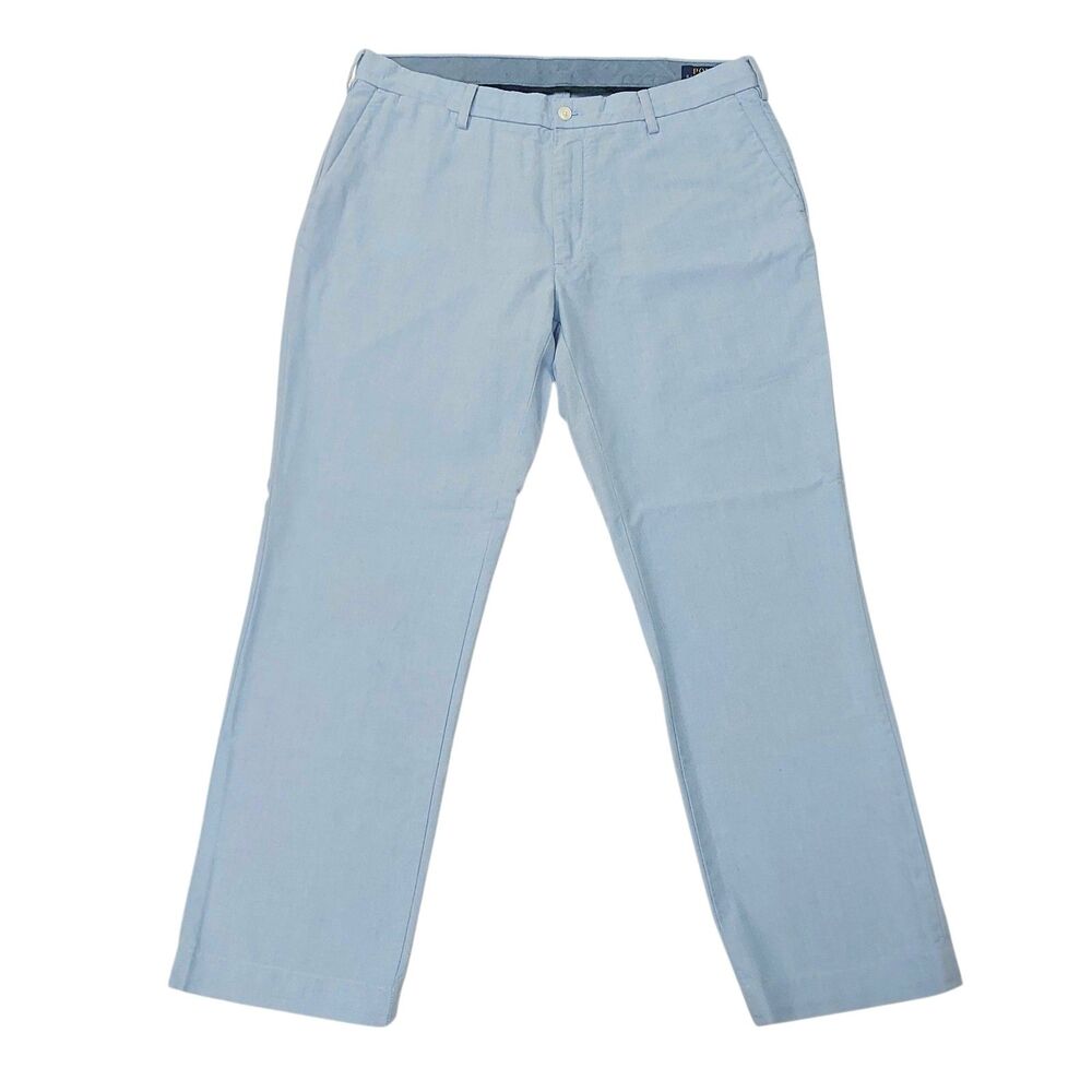 Polo Ralph Lauren Pants Mens 36x30 Blue Straight Flat Front Cotton Preppy Work